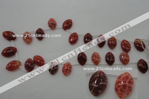 CAG4295 Top-drilled 12*18mm marquise natural fire agate beads