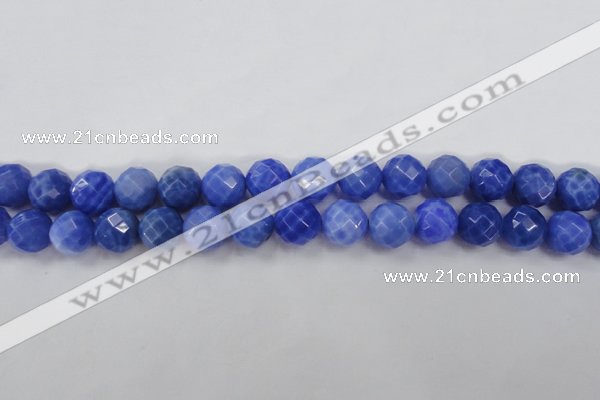 CAG4313 15.5 inches 10mm faceted round dyed blue fire agate beads