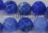 CAG4314 15.5 inches 12mm faceted round dyed blue fire agate beads