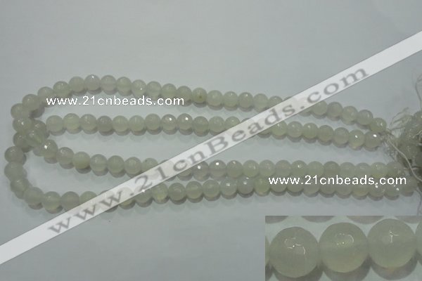 CAG4350 15.5 inches 8mm faceted round white agate beads wholesale