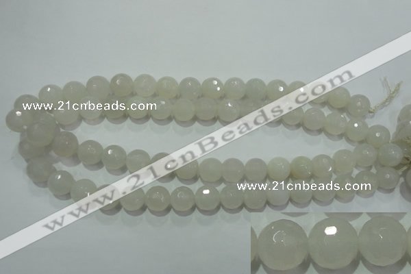 CAG4351 15.5 inches 10mm faceted round white agate beads wholesale