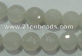 CAG4352 15.5 inches 12mm faceted round white agate beads wholesale