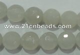 CAG4352 15.5 inches 12mm faceted round white agate beads wholesale