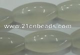 CAG4355 15.5 inches 15*30mm rice white agate beads wholesale