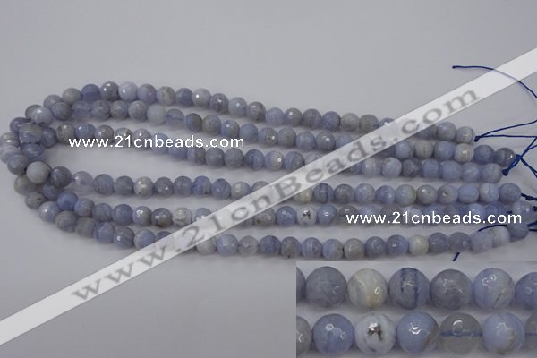 CAG4362 15.5 inches 8mm faceted round blue lace agate beads