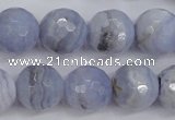 CAG4363 15.5 inches 10mm faceted round blue lace agate beads