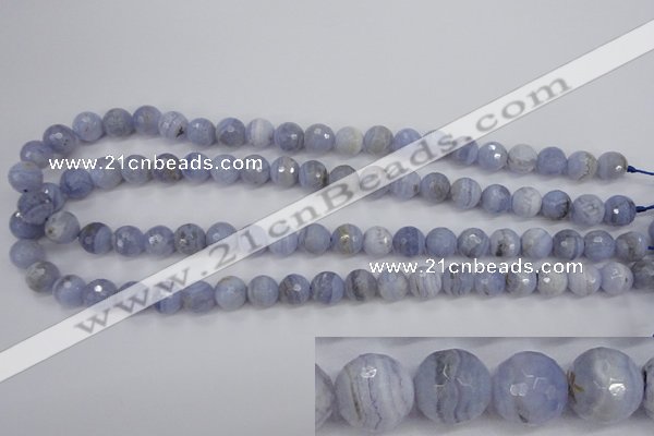 CAG4363 15.5 inches 10mm faceted round blue lace agate beads