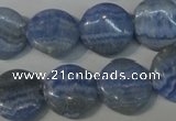 CAG4380 15.5 inches 16mm flat round dyed blue lace agate beads