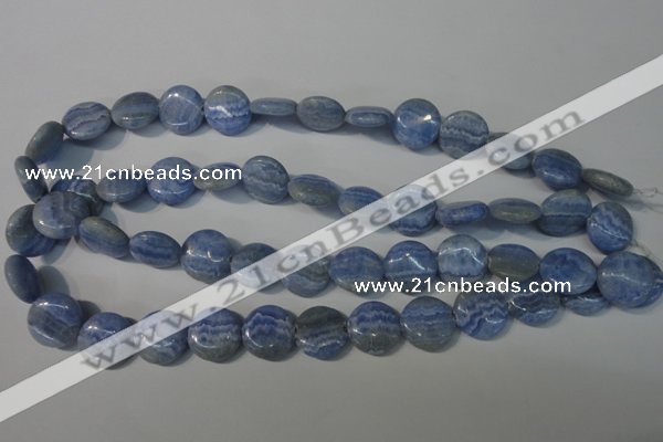 CAG4380 15.5 inches 16mm flat round dyed blue lace agate beads