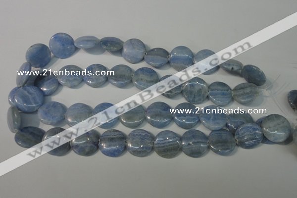 CAG4382 15.5 inches 20mm flat round dyed blue lace agate beads