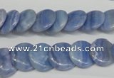 CAG4392 15.5 inches 14mm flat round dyed blue lace agate beads