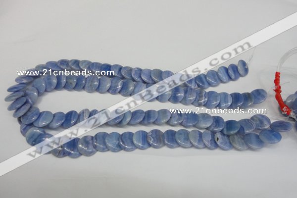 CAG4392 15.5 inches 14mm flat round dyed blue lace agate beads