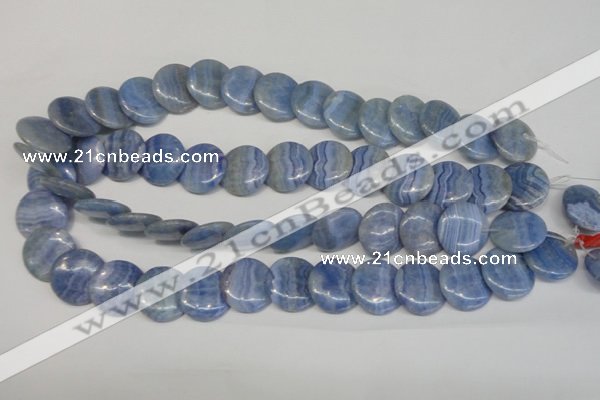 CAG4394 15.5 inches 20mm flat round dyed blue lace agate beads