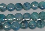 CAG4420 15.5 inches 10mm flat round dyed blue lace agate beads