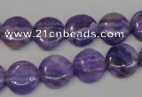 CAG4428 15.5 inches 12mm flat round dyed blue lace agate beads