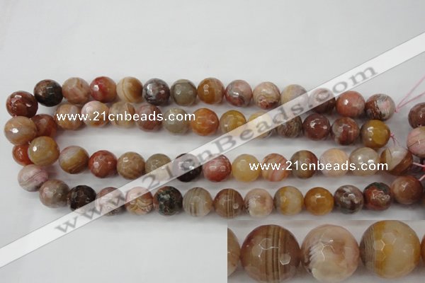 CAG4475 15.5 inches 14mm faceted round pink botswana agate beads