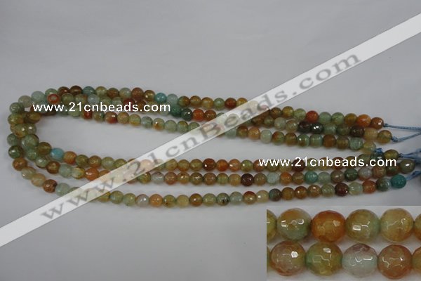 CAG4481 15.5 inches 6mm faceted round fire crackle agate beads