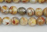 CAG4482 15.5 inches 6mm faceted round fire crackle agate beads