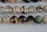 CAG4483 15.5 inches 6mm faceted round fire crackle agate beads