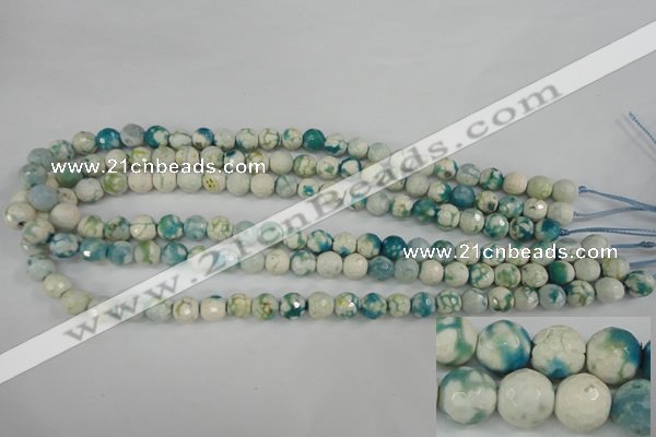 CAG4492 15.5 inches 8mm faceted round fire crackle agate beads