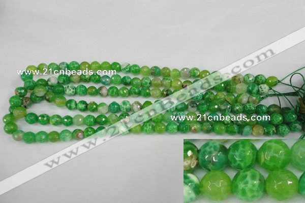 CAG4496 15.5 inches 8mm faceted round fire crackle agate beads