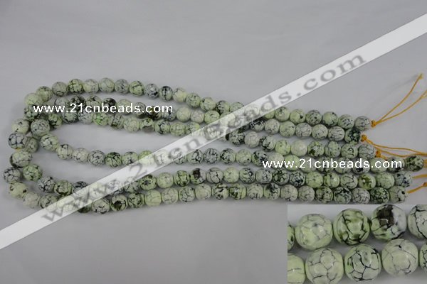 CAG4497 15.5 inches 8mm faceted round fire crackle agate beads