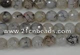 CAG4498 15.5 inches 8mm faceted round fire crackle agate beads