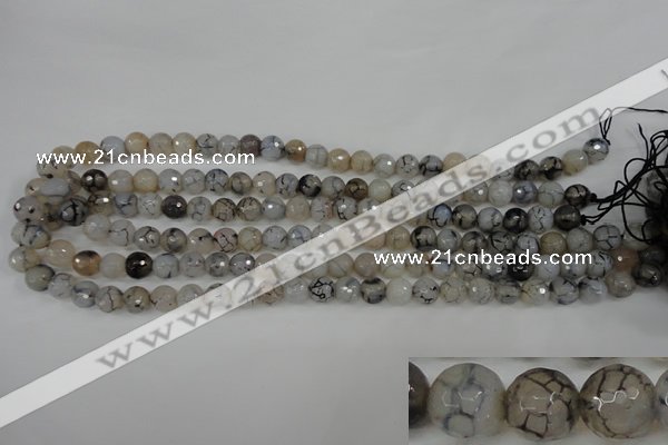 CAG4498 15.5 inches 8mm faceted round fire crackle agate beads