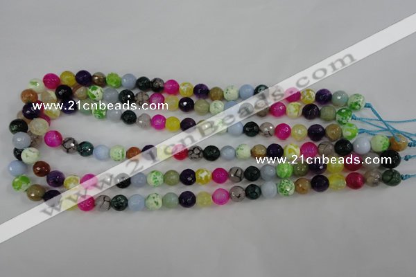 CAG4504 15.5 inches 8mm faceted round fire crackle agate beads