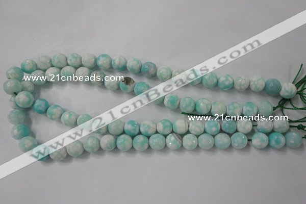 CAG4517 15.5 inches 10mm faceted round fire crackle agate beads