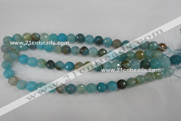 CAG4518 15.5 inches 10mm faceted round fire crackle agate beads