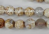 CAG4521 15.5 inches 10mm faceted round fire crackle agate beads