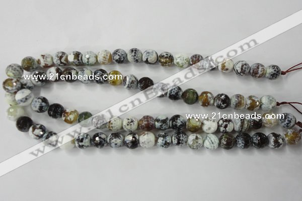 CAG4522 15.5 inches 10mm faceted round fire crackle agate beads