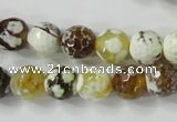 CAG4523 15.5 inches 10mm faceted round fire crackle agate beads