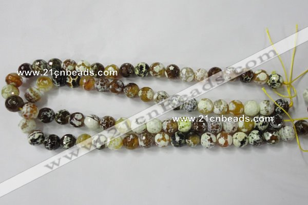 CAG4523 15.5 inches 10mm faceted round fire crackle agate beads