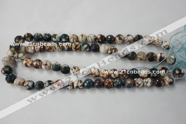 CAG4524 15.5 inches 10mm faceted round fire crackle agate beads