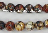 CAG4525 15.5 inches 10mm faceted round fire crackle agate beads