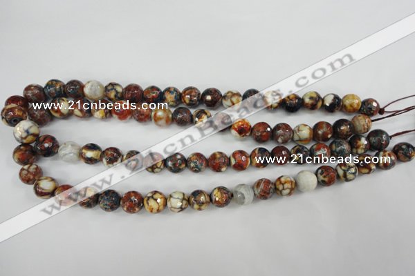 CAG4525 15.5 inches 10mm faceted round fire crackle agate beads