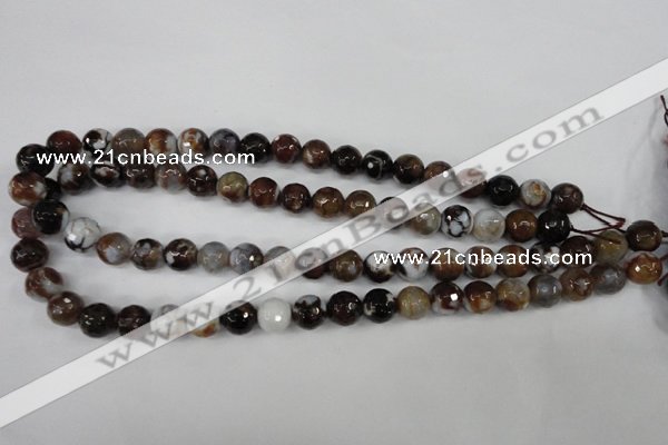 CAG4526 15.5 inches 10mm faceted round fire crackle agate beads