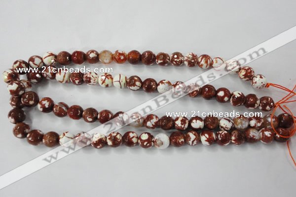 CAG4527 15.5 inches 10mm faceted round fire crackle agate beads