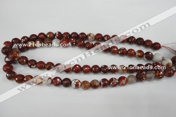 CAG4528 15.5 inches 10mm faceted round fire crackle agate beads