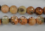 CAG4529 15.5 inches 10mm faceted round fire crackle agate beads