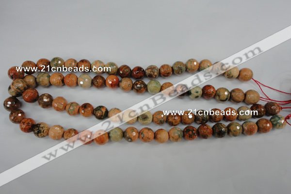 CAG4529 15.5 inches 10mm faceted round fire crackle agate beads