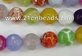 CAG4530 15.5 inches 10mm faceted round fire crackle agate beads