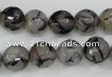 CAG4540 15.5 inches 12mm faceted round fire crackle agate beads