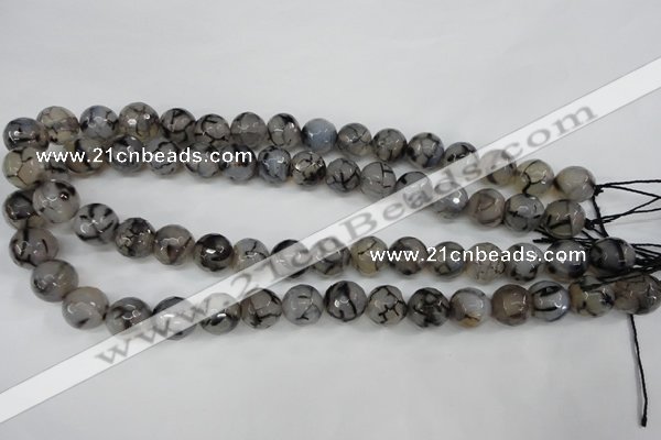 CAG4540 15.5 inches 12mm faceted round fire crackle agate beads