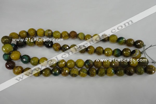 CAG4541 15.5 inches 12mm faceted round fire crackle agate beads