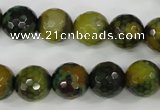 CAG4542 15.5 inches 12mm faceted round fire crackle agate beads