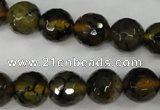 CAG4543 15.5 inches 12mm faceted round fire crackle agate beads