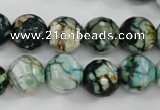 CAG4545 15.5 inches 12mm faceted round fire crackle agate beads